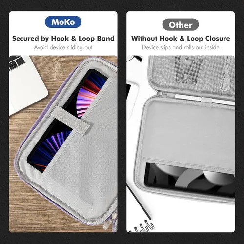Vista 4 de MoKo Funda protectora para tablet de 9 a 11 pulgadas, bolsa de transporte protectora con dos compartimentos para iPad Air/Pro de 11 pulgadas 2024