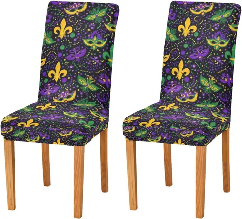 Vista 24 de Kcldeci Juego de 4 fundas de elastano para sillas de comedor navideñas, fundas elásticas para sillas de jengibre navideñas, fundas de asiento