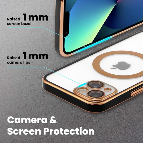 Vista 6 de ZCDAYE Funda magnética para iPhone 13, iPhone 13 [compatible con MagSafe], [protector de lente] TPU suave transparente, galvanizado, a prueba