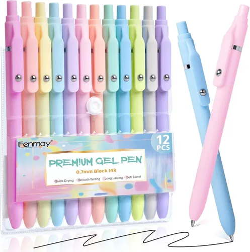 Vista 9 de Fenmay Bolígrafos de gel, juego de 12 bolígrafos de punta fina de 0,5 mm, estéticos, de secado rápido, sin manchas, escritura suave, agarre cómodo