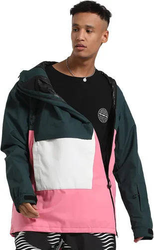 Vista 5 de GSOU SNOW Chaqueta de snowboard para hombre y mujer, chaqueta de esquí para hombre, snowboard, esquí, esquí, hombre, impermeable, cálida