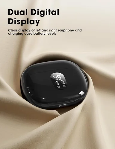 Vista 6 de Auriculares inalámbricos con sonido de graves profundos, auriculares Bluetooth 5.3, 48 horas de reproducción, pantalla LED con micrófono, IPX7