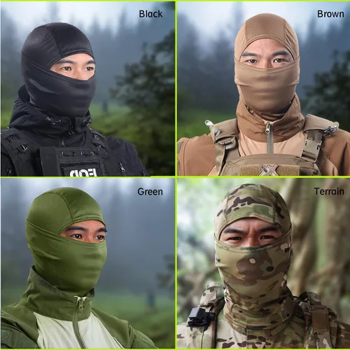 Vista 6 de Máscara facial de camuflaje militar, bandana, pasamontañas, capucha para hombres y mujeres, entrenamiento táctico, ciclismo, esquí, resistente al