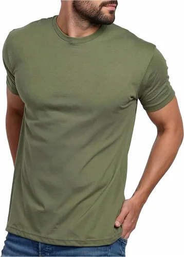 Vista 62 de Camisetas casuales de algodón suave con cuello redondo y ajuste atlético