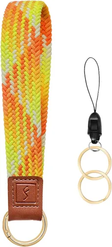 Vista 17 de Fishent Llavero elástico, bonito llavero de pulsera, cordón de muñeca tejido mejorado para llaves, llaveros para mujeres y hombres, llaves