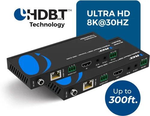 Vista 7 de Extensor HDMI OREI 8K@30Hz Balun HDBaseT 300ft - VRR, HDR, CEC, IR, RS-232 Extensor HDMI 4K, HDBaseT 4K 120Hz - 40Gbps FRL, Dolby Vision, HLG