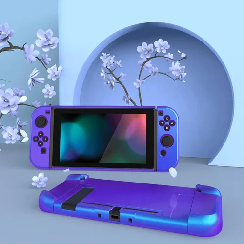 Vista 4 de eXtremeRate PlayVital - Carcasa trasera brillante para consola Nintendo Switch, controlador de mano NS Joycon protector separable, carcasa dura