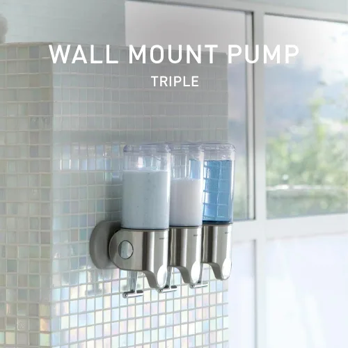 Vista 2 de Simplehuman Surtidores de pared de acero inoxidable, dispensador de champú y jabón.