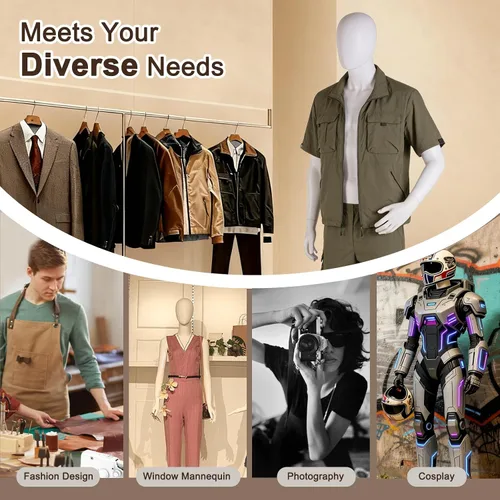 Vista 7 de Male Full Body Mannequin, Realistic Male Mannequin with Stand, Adjustable & Detachable Dress Form for Retail Clothing Display, Tailoring, Fashion