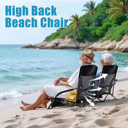 Vista 7 de Lamberia Silla de playa plegable para adultos, paquete de 2, sillas de playa bajas portátiles con capacidad de 300 libras, silla de camping ligera