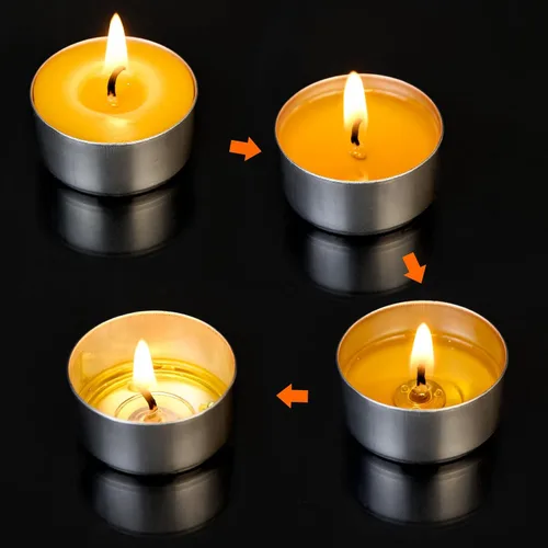 Vista 4 de Paquete de 9 velas de cera de abeja pura en vasos de aluminio, 4-5 horas de tiempo de combustión, mecha de algodón sin plomo, velas naturales sin