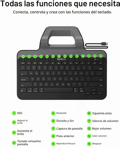 Vista 4 de Belkin B2B130 Teclado con cable para tableta con soporte y conector Lightning para iPad