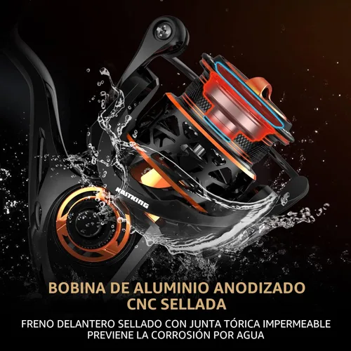 Vista 6 de KastKing Zephyr - Carretes giratorios - 7+1/6+1 BB - Arrastre de fibra de carbono - Eje de acero inoxidable - Bobina de aluminio y CNC