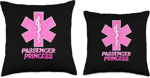 Vista 3 de The Funny Medic Co. EMS EMT - Almohada paramédica con diseño de princesa y estrella de la vida, 16 x 16 pulgadas, multicolor