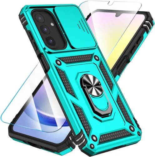 Vista 14 de SunStory Funda compatible con Samsung Galaxy A17 5G con protector de pantalla HD, cubierta de cámara deslizante y soporte de anillo giratorio, a