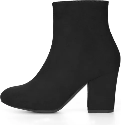 Vista 7 de Allegra K Botines de tacón grueso con punta redonda para mujer