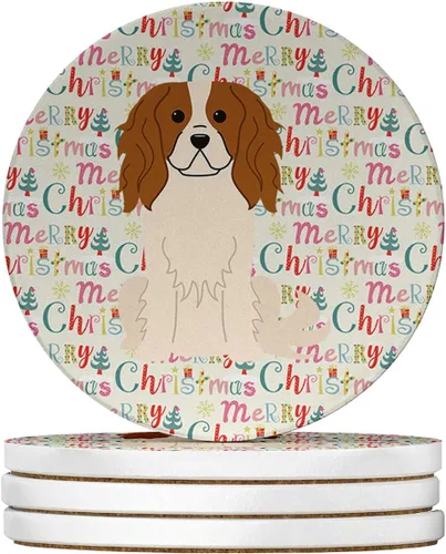 Vista 225 de Abyssinian Sand Terrier Merry Christmas - Posavasos grandes de piedra arenisca (4 unidades)
