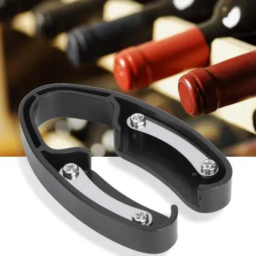 Vista 5 de Fdit Abridor de botellas de vino fácil cortador de papel de hoja para botellas de vino abrebotellas de estaño (negro))