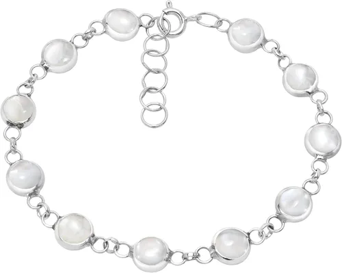 Vista 3 de AeraVida Pulsera de tenis de plata esterlina 925 con lapislázuli azul simulado y nácar 2 en 1, Resina