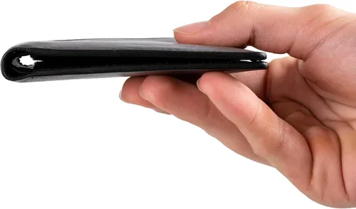 Vista 9 de DiLoro Billetera de cuero delgada para hombre con bolsillo y tecnología de bloqueo RFID marrón oscuro Nappa Cartera RFID