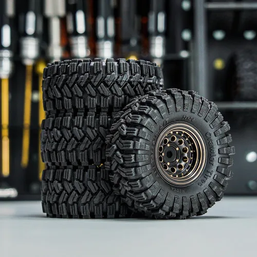 Vista 6 de Juego de neumáticos de rueda Beadlock de 1.0 de latón con revestimiento negro INJORA para Axial SCX24 AX24 TRX4M FCX24, actualización 1/24 1/18
