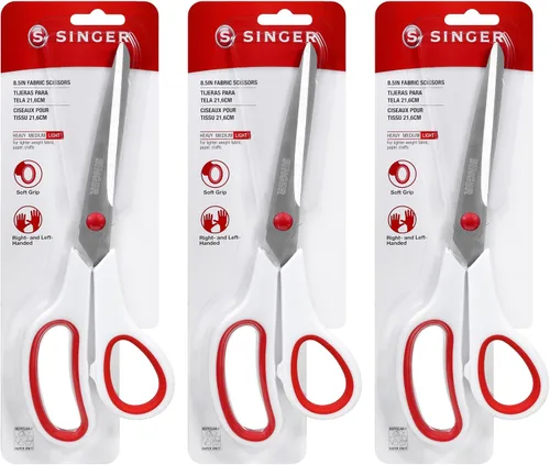 Vista 9 de SINGER Tijeras de tela con agarre cómodo, paquete de 1, rojo y blanco