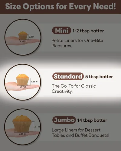 Vista 5 de Bake Choice 200 forros negros estándar para cupcakes para hornear, envoltorios de cupcakes de grado alimenticio, forros para muffins de pergamino a