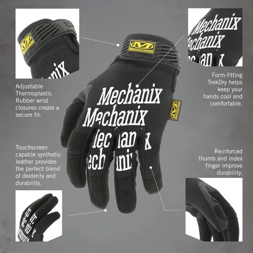 Vista 3 de Mechanix Wear Guantes de trabajo originales - Guantes de trabajo multiusos para exteriores - Ajuste seguro - Duraderos y lavables a máquina