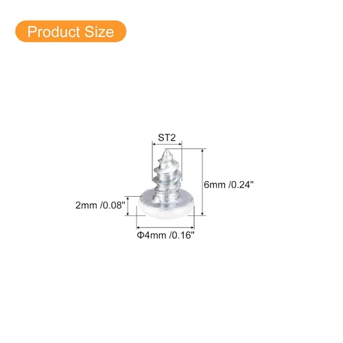 Vista 2 de uxcell Tornillos blancos ST2x6mm Tornillos autorroscantes, 100 tornillos Phillips de cabeza plana para madera para carpintería