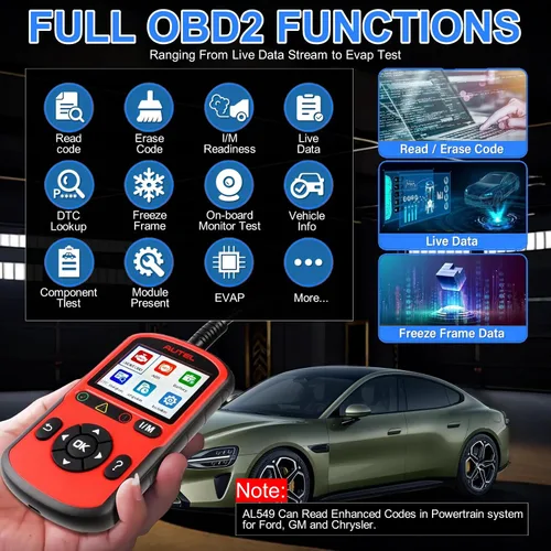 Vista 3 de Autel AL549 OBD2 - Lector de código de escáner con diagnóstico ABS y prueba de batería, código de falla del motor de verificación y reinicio