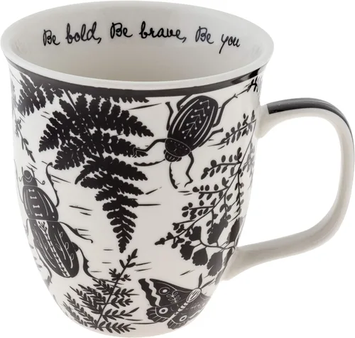 Vista 13 de Karma Gifts - Taza bohemia de 16 onzas, color blanco y negro, diseño de abeja, bonita taza de café y té, tazas de café de cerámica para mujeres