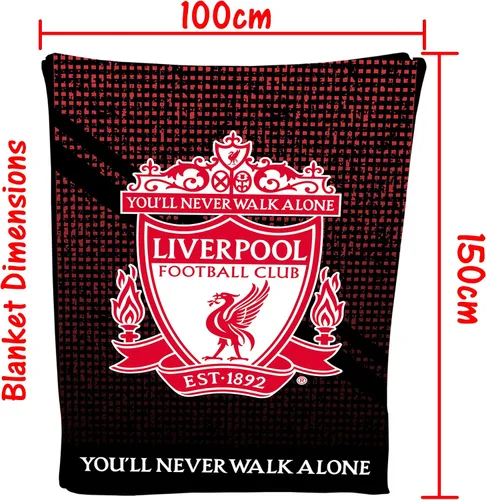 Vista 4 de Liverpool - Manta de forro polar con escudo de fútbol, suave, LFC, cálida manta de viaje para sofá, manta de malla Liverpool, regalo para hombres