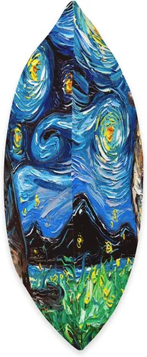 Vista 2 de Sagittarius Gallery Happy German Shepherd Starry Night Dog Art by Aja Throw Pillow (16.0 x 16.0 in), multicolor