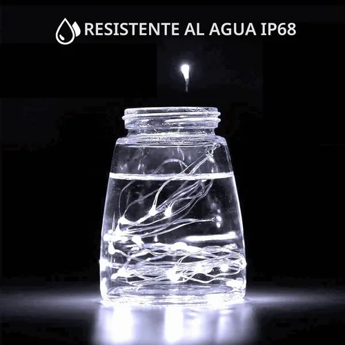 Vista 6 de Olafus Paquete de 16 luces de hadas funcionan con pilas, IP68 impermeable, mini tira de luciérnaga, cable de cobre de 7 pies, luz estrellada micro