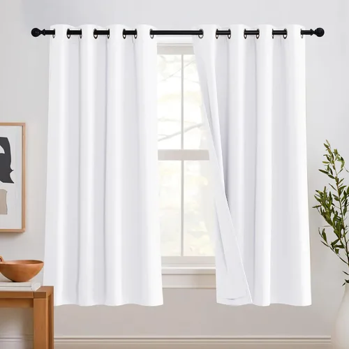 Vista 70 de RYB HOME - Cortinas con cancelación de ruido de 63 pulgadas de largo, juego de 2 paneles, 3 capas totales, cortinas opacas, insonorizadas