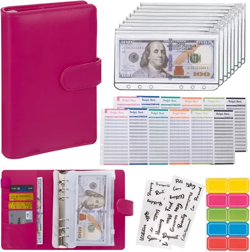 Vista 6 de NICOOTH Carpeta de Presupuesto con Sobres de Efectivo A6 Carpeta para Ahorrar Dinero con Sobres con Cremallera (A6 Verde)