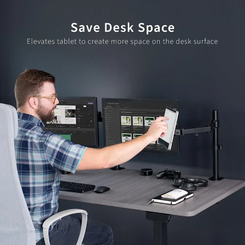 Vista 6 de VIVO Soporte universal de escritorio para tableta, adaptador de brazo único para portátiles 2 en 1, soporta monitores portátiles de hasta 15.6