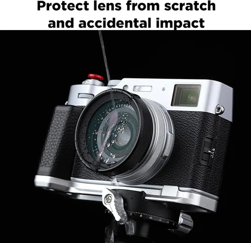 Vista 5 de Haoge LUV-X54B - Parasol de lente de metal con protección UV MC, filtro de lente ultravioleta multicapa para cámara Fujifilm X100VI Fuji X100V, Negro