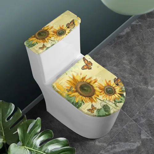 Vista 42 de Flashideas Juego de cubierta para tanque y tapa de inodoro con estampados de patas de perro coloridas - Elástico, se adapta a la mayoría de tanques