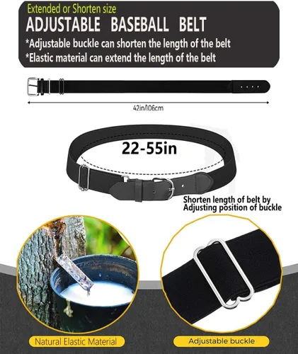 Vista 4 de Cinturón de béisbolsóftbol, cinturón de uniforme de tamaño ajustable para hombres, niños y jóvenes