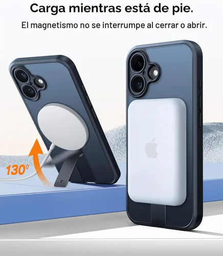 Vista 3 de TORRAS Funda magnética con soporte de 360° para iPhone 16, protección completa de la cámara, compatible con MagSafe, protección contra caídas