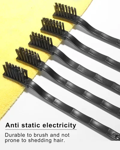 Vista 4 de WAFJAMF 1.2 x 0.2 in Tres Filas Mango Plástico Anti Cepillos Estáticos Cepillos Raspar Negro 5 Unids 5PCS ESD anti-static cleaning brush tool set