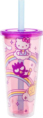 Vista 9 de Silver Buffalo Sanrio Hello Kitty and Friends - Taza de plástico para carnaval con tapa resistente a derrames y popote reutilizable, capacidad