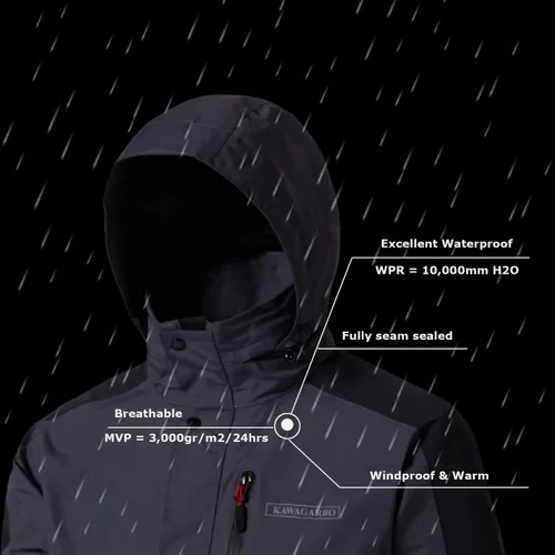 Vista 4 de KAWAGARBO Chaqueta impermeable resistente al viento transpirable para hombre, para pesca, senderismo, caza
