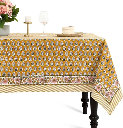Vista 18 de CPC - Mantel cuadrado 100% algodón, 60 x 60 pulgadas, estampado de bloques indios, mantel para bodas, primavera/verano, barbacoa, verde ágata