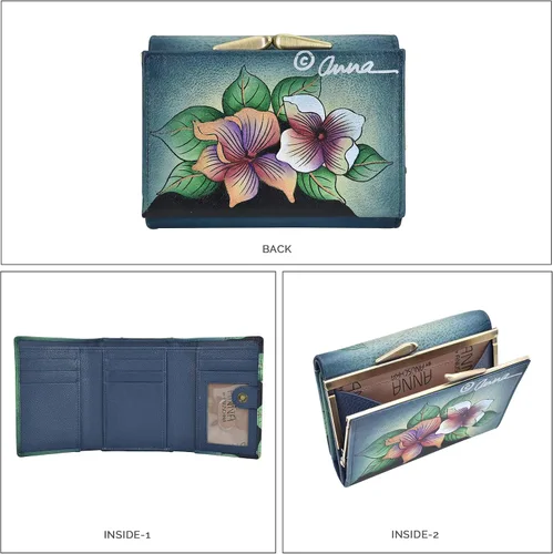 Vista 28 de Anna by Anuschka Cartera de tres pliegues pintada a mano para mujer de cuero