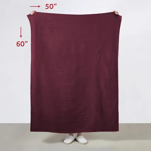 Vista 7 de Manta eléctrica térmica Sunbeam Royal Luxe de microfelpa, 4 ajustes de calor, apagado automático de 4 horas, calentamiento rápido, cálida y Cabernet
