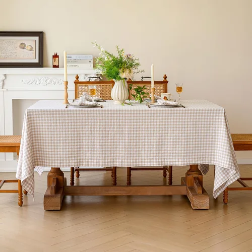 Vista 45 de Linen World - Mantel de lino de otoño de 55 x 55 pulgadas, mantel rectangular lavable de lino francés para comedor, al aire libre, bodas