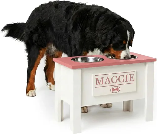 Vista 14 de GTW Soporte de Cuenco Elevado Personalizado para Perros Grandes, Medianos, Pequeños y Extra Pequeños - Cuencos de Acero Inoxidable para Comida