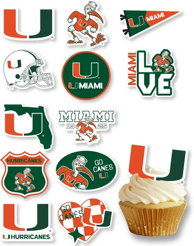 Vista 23 de Decoraciones para cupcakes de la Universidad de Alabama, suministros para fiestas de fútbol americano, cumpleaños, graduación (24 piezas)